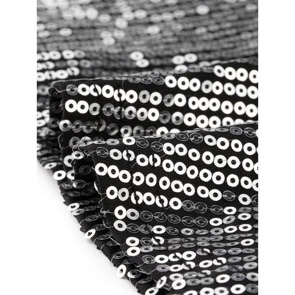 Sequin Cami Top Spaghetti Strap V Neck Sparkle Ruffles Peplum Tops Black - Picture 5 of 5